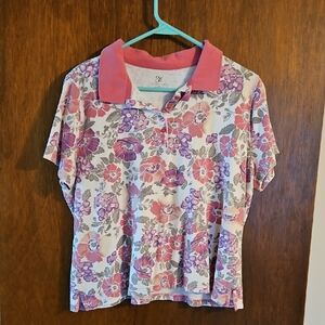 Floral Pink Polo Shirt, Studio Works, SZ 1X